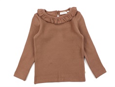 Lil Atelier carob brown flæsekrave bluse